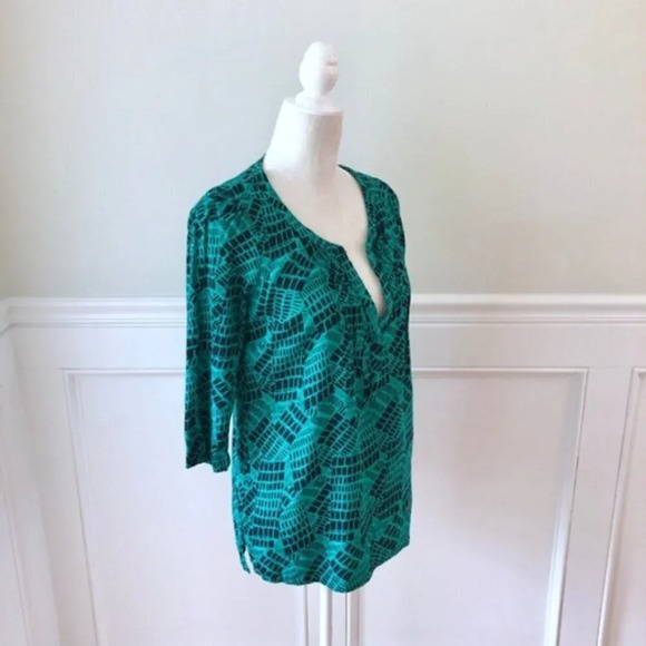 Plenty By Tracy Reese Printed Blouse Green Top S - Picture 2 of 5
